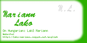 mariann lako business card