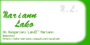 mariann lako business card